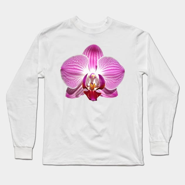Pink Orchid Flower Art Print Long Sleeve T-Shirt by Cre8ily